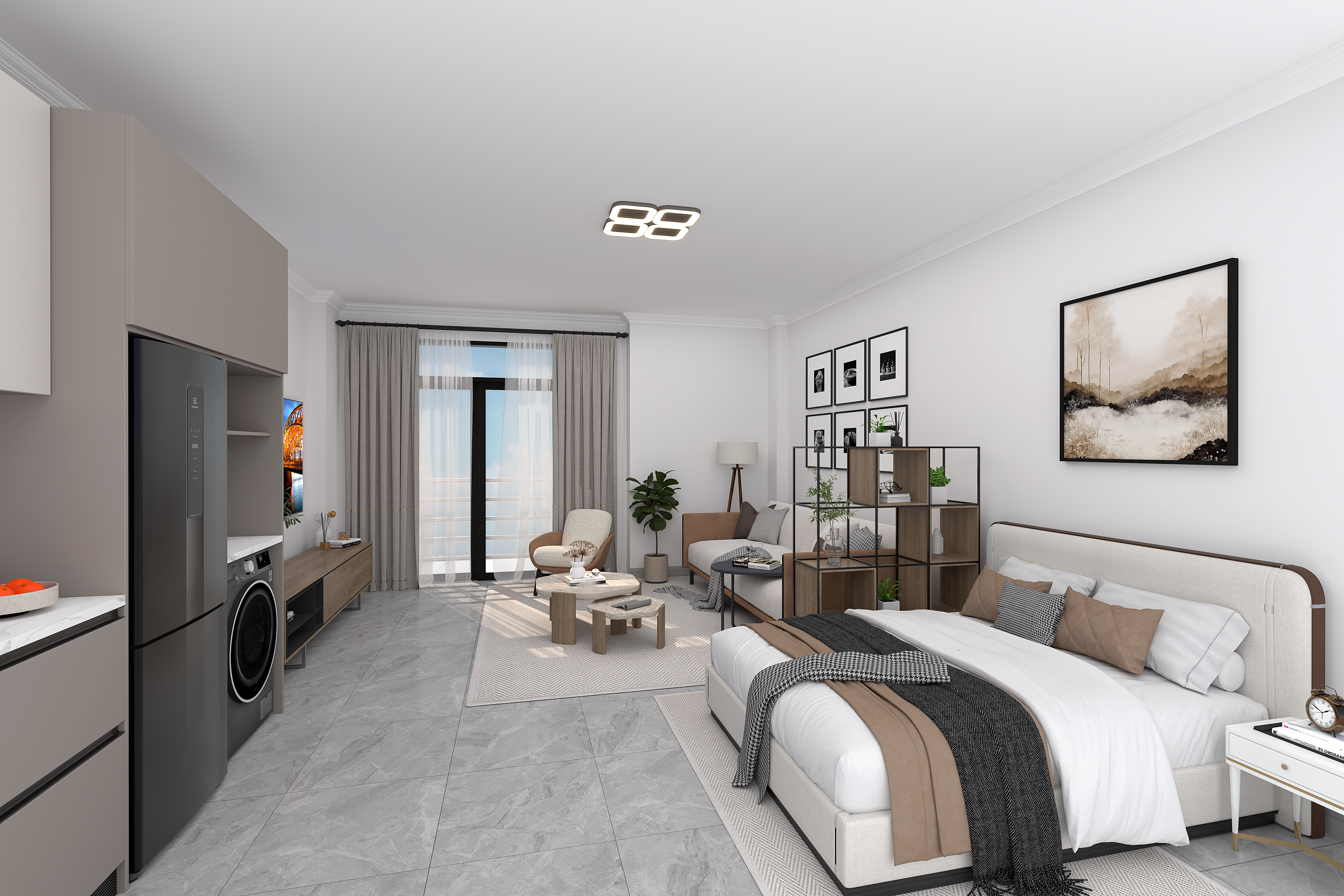 Studio apartment interior render